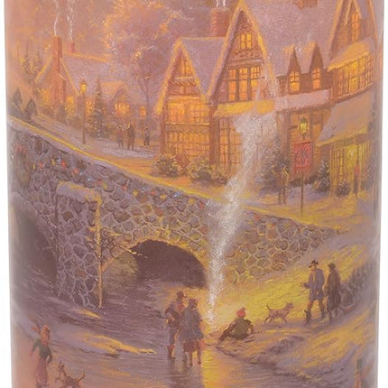 Thomas Kinkade "Spirit of Christmas" Flameless LED Glass Pillar Candle, 4 x 6 Inch
