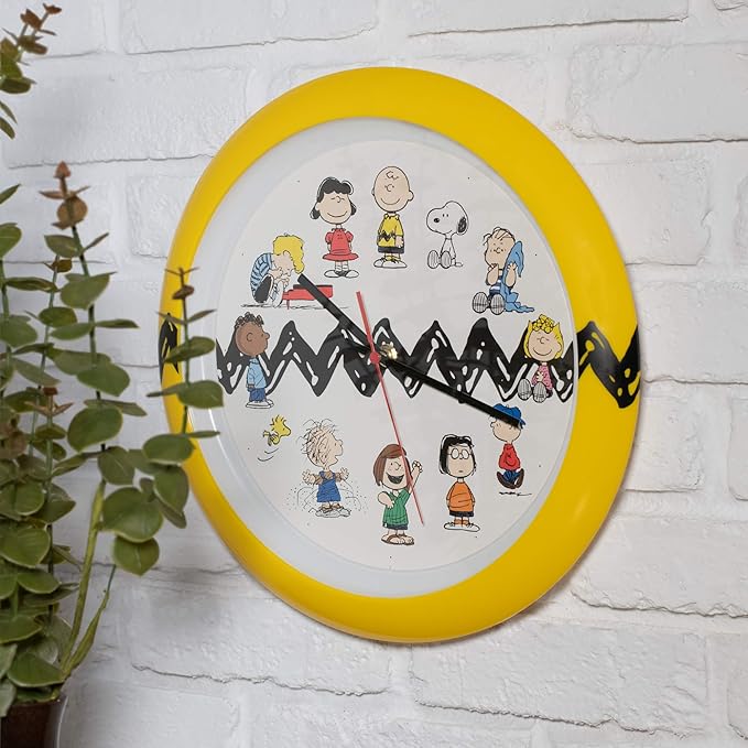 Peanuts Characters Zig Zag Wall Clock, 13 Inch