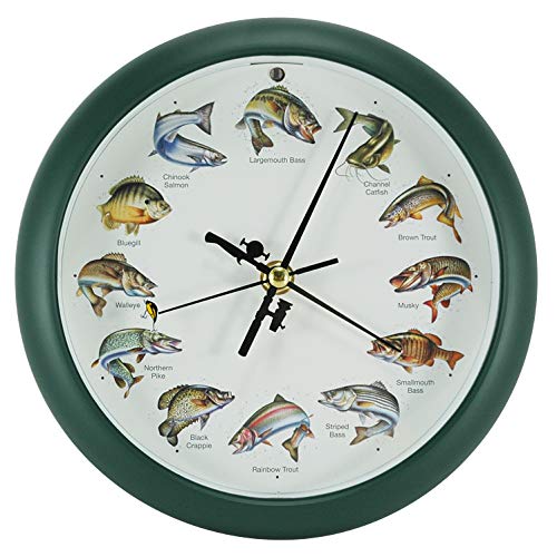 Splashing Gamefish Fishing Sounds Desk Clock, 8 Inch, Green