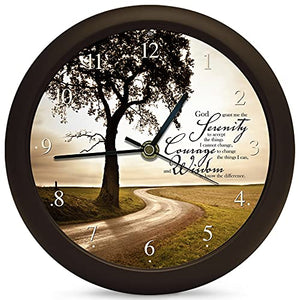 Serenity Prayer Inspirational Three Hymn Sound Clock, 8 Inch, Black