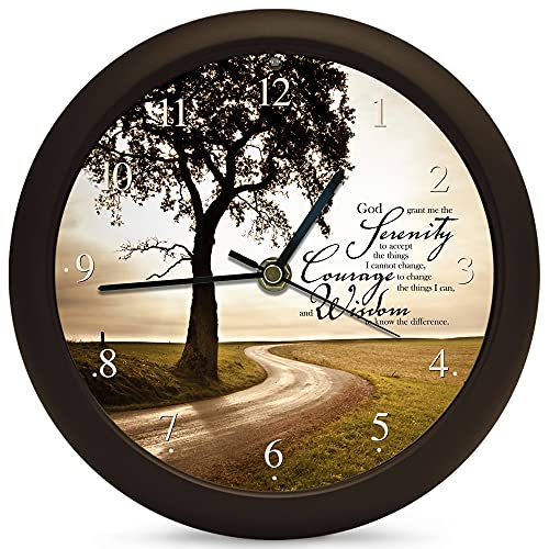 Serenity Prayer Inspirational Three Hymn Sound Clock, 8 Inch, Black