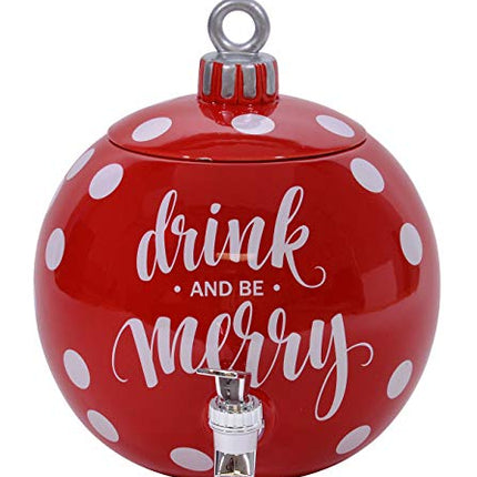 Drink And Be Merry Ornament Holiday Beverage Dispenser, 11"