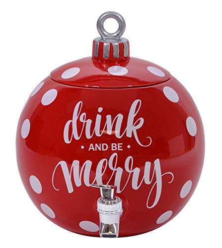 Drink And Be Merry Ornament Holiday Beverage Dispenser, 11"
