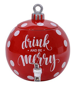 Drink And Be Merry Ornament Holiday Beverage Dispenser, 11"