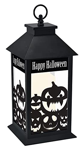 Happy Halloween Jack-O-Lanterns Flameless LED Lantern, 13 Inch, Black