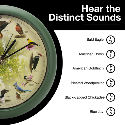 Limited Edition 20th Anniversary Singing Bird Clock, 8 Inch, Green