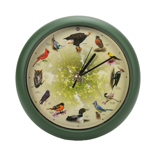Limited Edition 20th Anniversary Singing Bird Clock, 8 Inch, Green