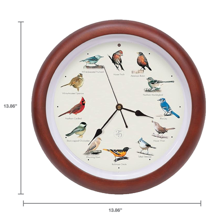 The Original Singing Bird Clock 25th Anniversary Edition, 13 Inch, Premium Cherry