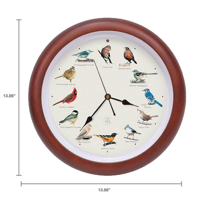 The Original Singing Bird Clock 25th Anniversary Edition, 13 Inch, Premium Cherry
