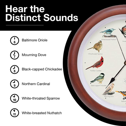 The Original Singing Bird Clock 25th Anniversary Edition, 13 Inch, Premium Cherry