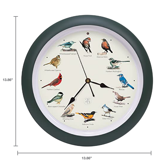 The Original Singing Bird Clock 25th Anniversary Edition, 13 Inch, Green