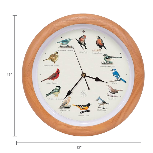 The Original Singing Bird Clock, 25th Anniversary Edition, 13 Inch, Premium Oak