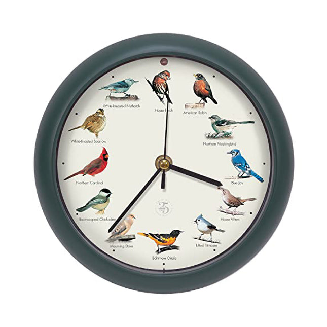 The Original Singing Bird Clock, 25th Anniversary Edition, 8 Inch, Green