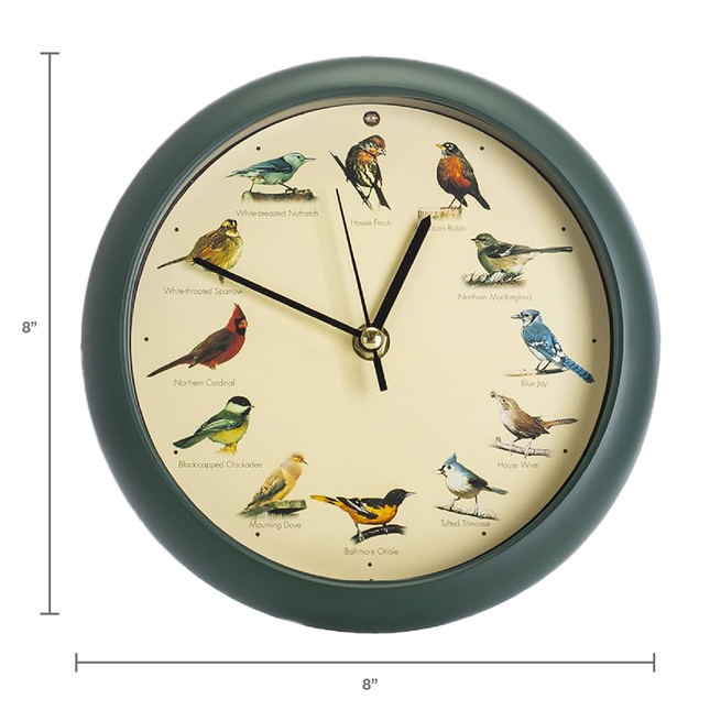 The Original Singing Bird Desk Clock, 8 Inch, Green