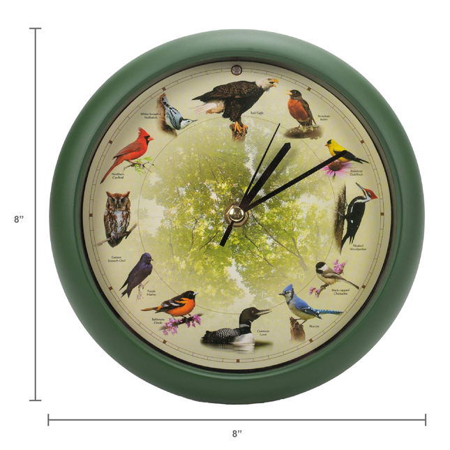 Limited Edition 20th Anniversary Singing Bird Clock, 8 Inch, Green