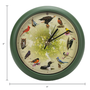 Limited Edition 20th Anniversary Singing Bird Clock, 8 Inch, Matte Green