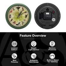Load image into Gallery viewer, Limited Edition 20th Anniversary Singing Bird Clock, 8 Inch, Green
