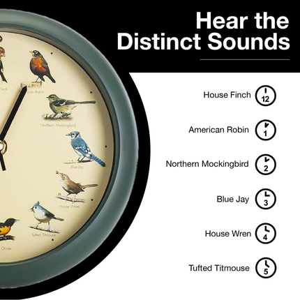 The Original Singing Bird Desk Clock, 8 Inch, Green