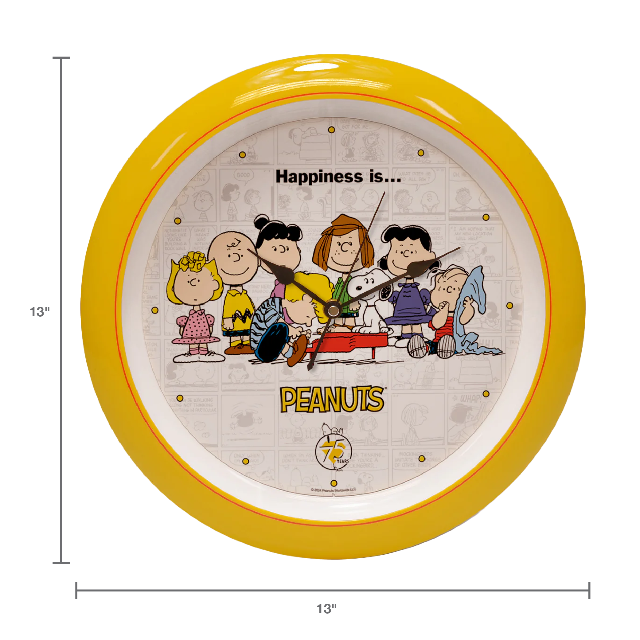 Peanuts 75th Anniversary Happiness is Sound Clock, 13 Inch