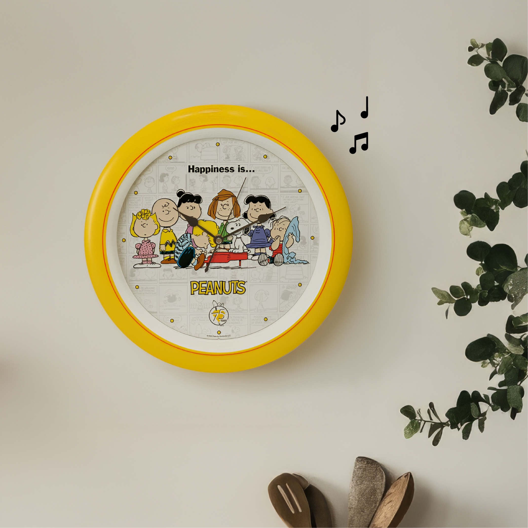 Peanuts 75th Anniversary Happiness is Sound Clock, 13 Inch
