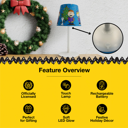 Peanuts Gang Holiday Carolers Rechargeable Winter Touch Lamp, 9 Inch