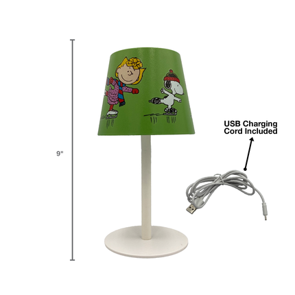 Peanuts Gang Holiday Skating Rechargeable Touch Table Lamp, 9 Inch