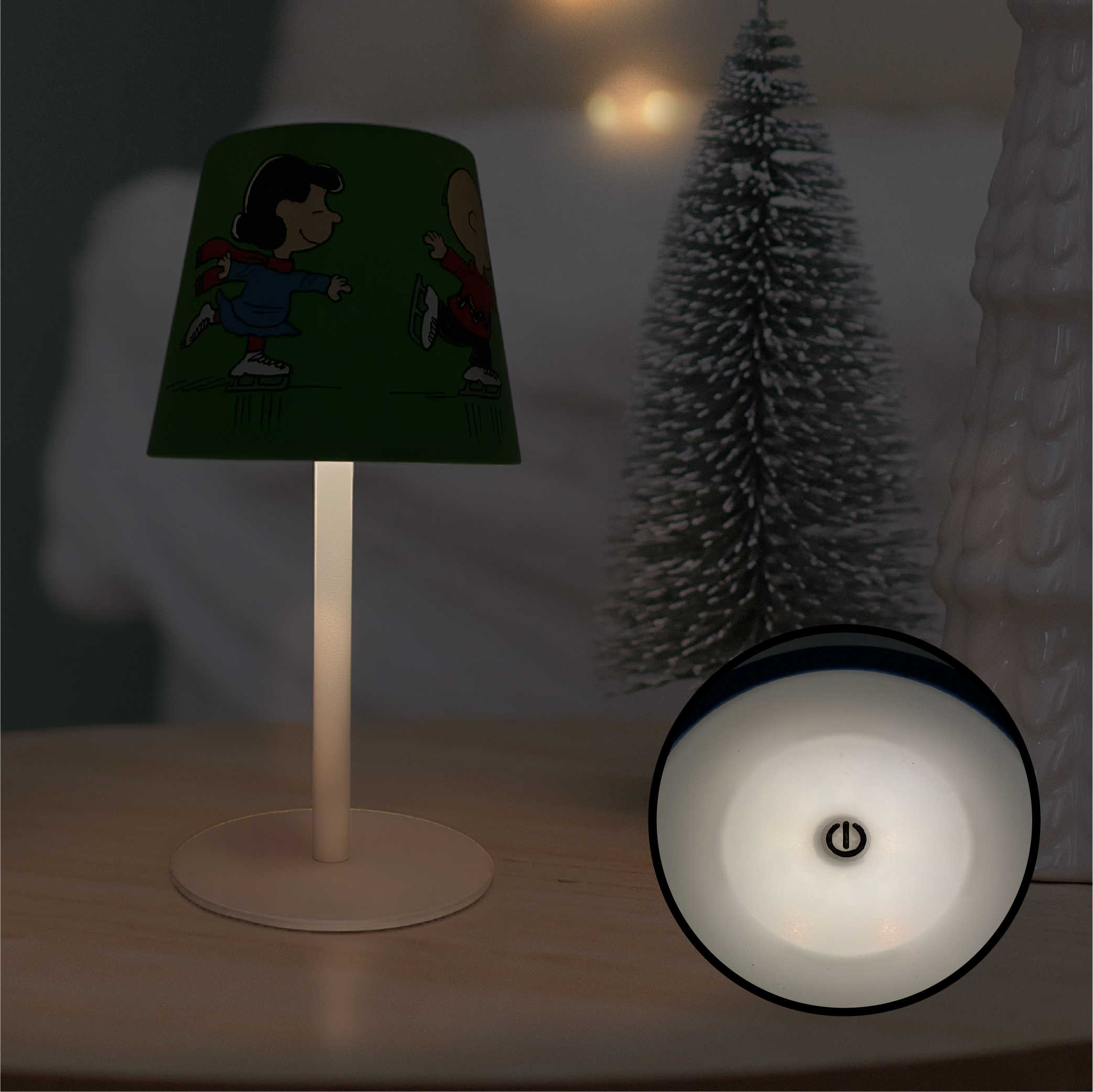 Peanuts Gang Holiday Skating Rechargeable Touch Table Lamp, 9 Inch