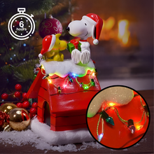Load image into Gallery viewer, Peanuts Snoopy&#39;s Dog House Tabletop Holiday Figurine with LED Christmas Lights, 7.5 Inch
