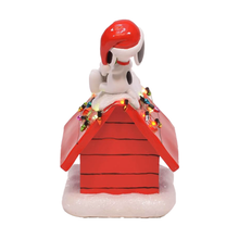 Load image into Gallery viewer, Peanuts Snoopy&#39;s Dog House Tabletop Holiday Figurine with LED Christmas Lights, 7.5 Inch
