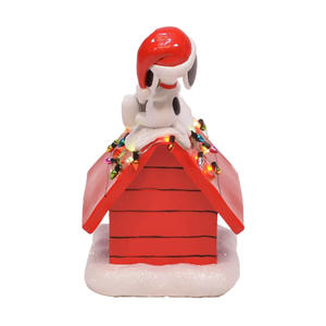 Peanuts Snoopy's Dog House Tabletop Holiday Figurine with LED Christmas Lights, 7.5 Inch
