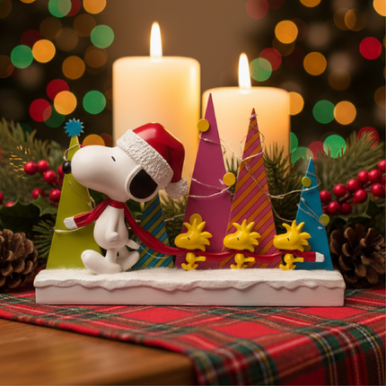 Peanuts Snoopy and Woodstock Holiday Tree Parade LED Tabletop Figurine, 8.5 Inch