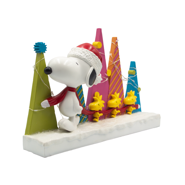 Peanuts Snoopy and Woodstock Holiday Tree Parade LED Tabletop Figurine, 8.5 Inch