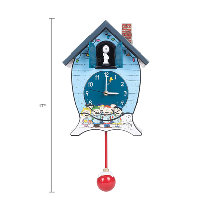 Peanuts Gang Holiday Cuckoo Clock, Icy Blue, 17 Inch