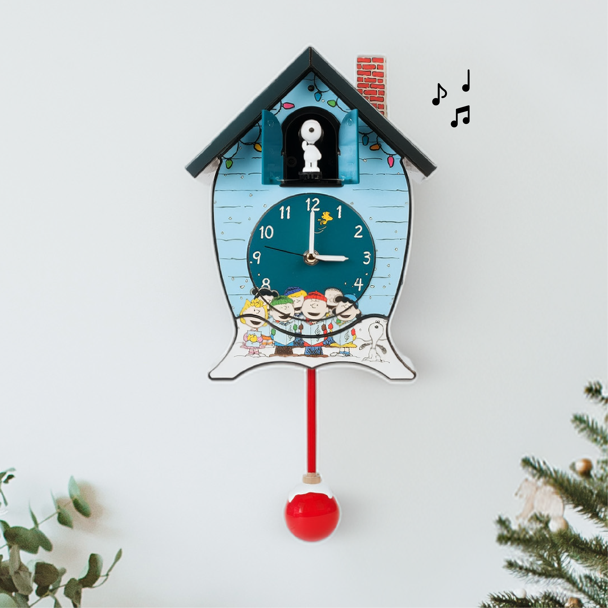 Peanuts Gang Holiday Cuckoo Clock, Icy Blue, 17 Inch