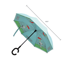 Load image into Gallery viewer, Peanuts Snoopy and Woodstock No-Drip Inverted Revers-A-Brella, Blue
