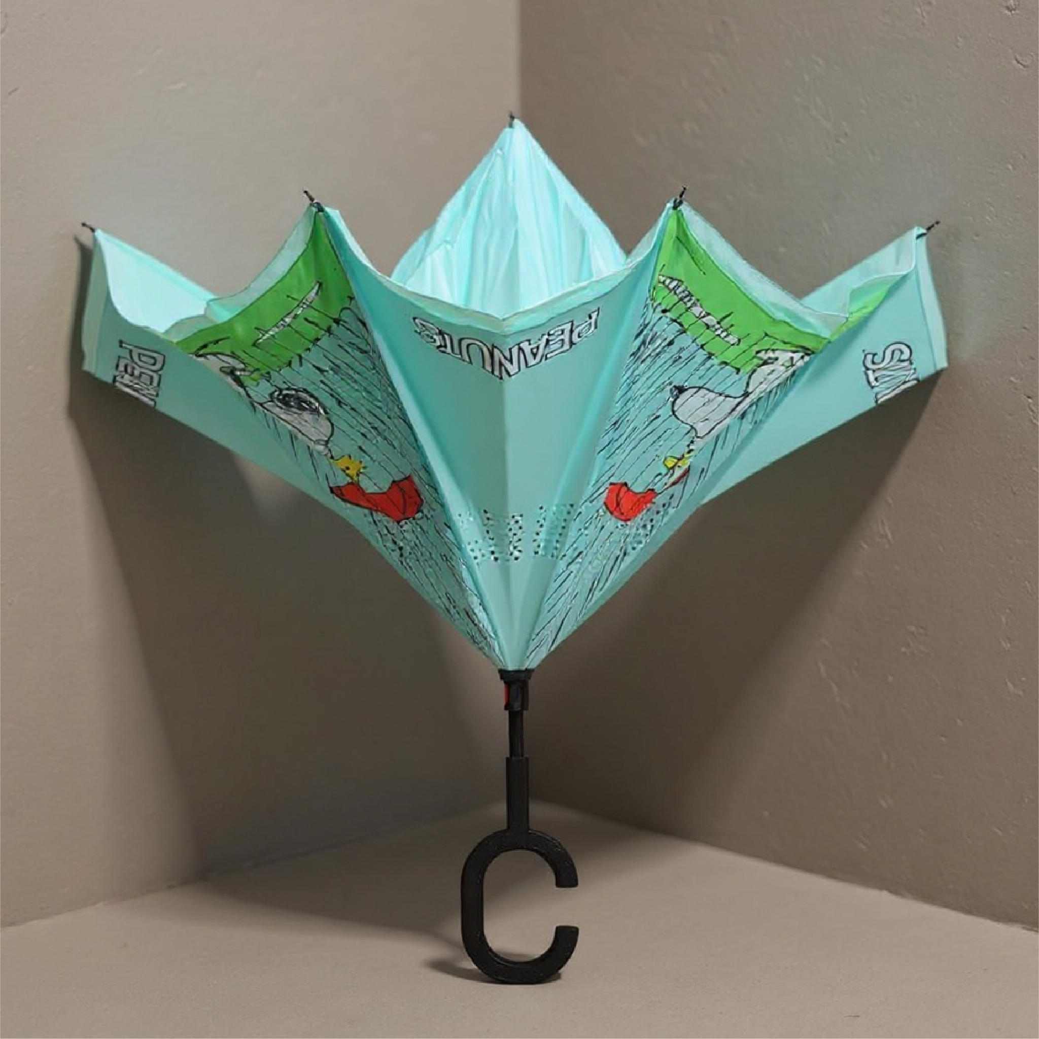 Peanuts Snoopy and Woodstock No-Drip Inverted Revers-A-Brella, Blue