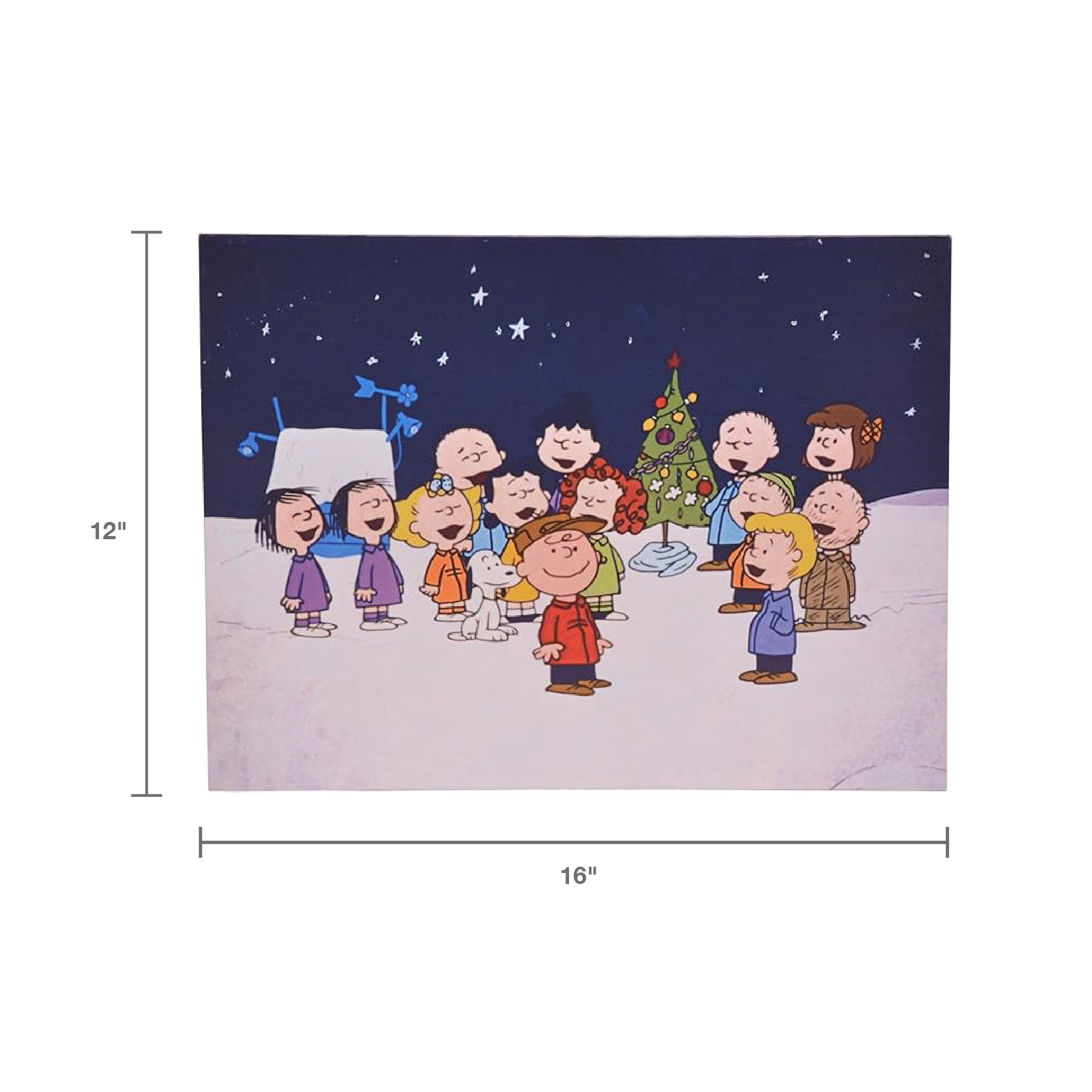 Peanuts Charlie Brown Christmas The Gang Caroling Holiday Canvas Wall Print, 12 x 16 Inch