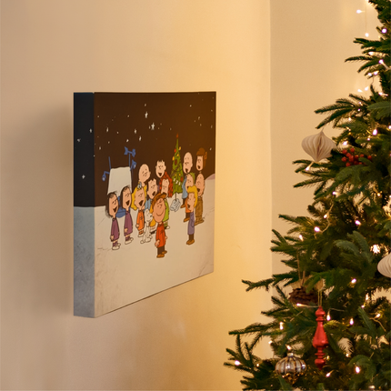 Peanuts Charlie Brown Christmas The Gang Caroling Holiday Canvas Wall Print, 12 x 16 Inch
