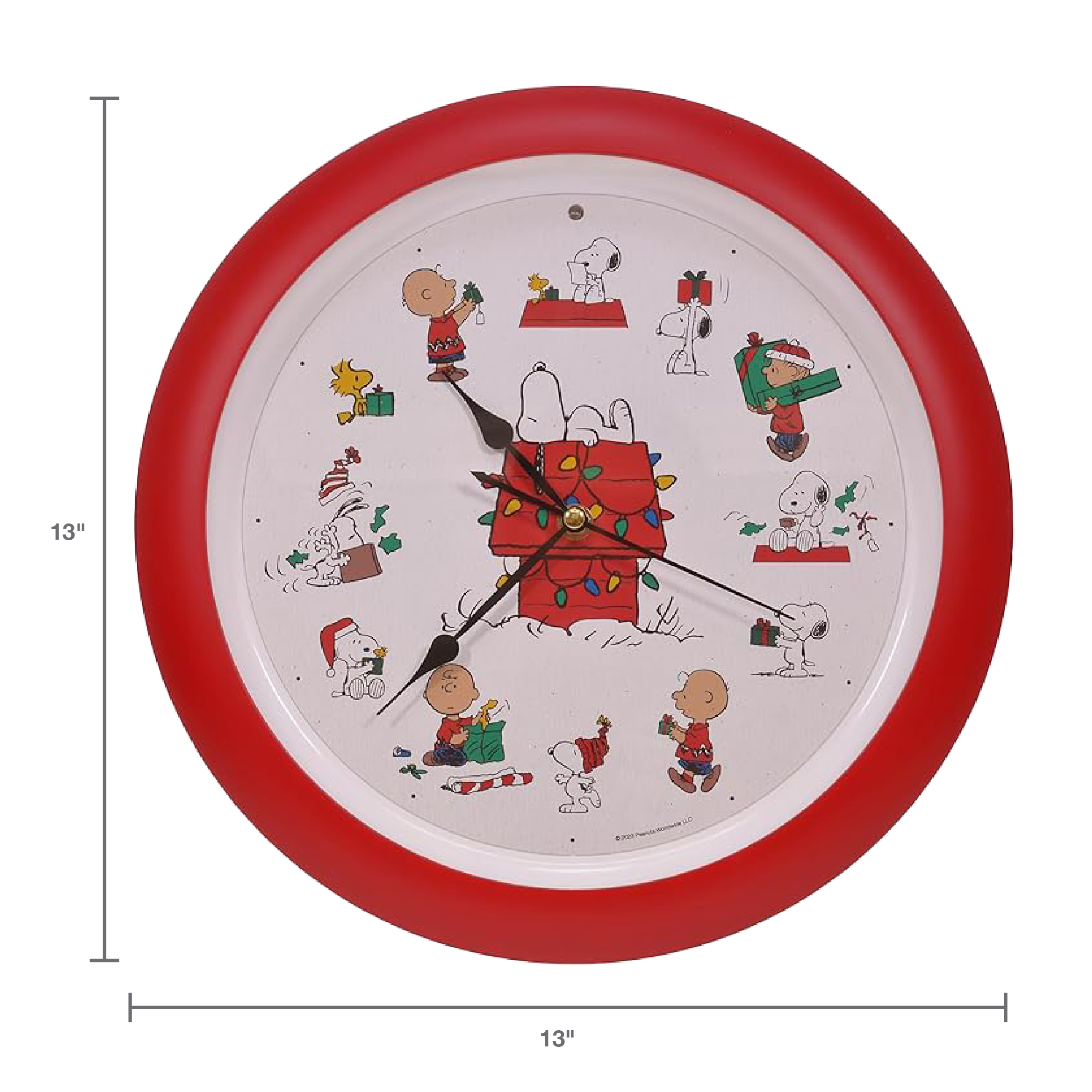 Peanuts Characters Snoopy and Dog House Christmas Carol Sound Clock, 13 Inch