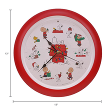 Load image into Gallery viewer, Peanuts Characters Snoopy and Dog House Christmas Carol Sound Clock, 13 Inch
