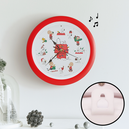 Peanuts Characters Snoopy and Dog House Christmas Carol Sound Clock, 13 Inch