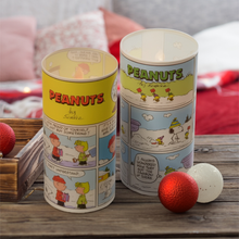 Load image into Gallery viewer, Peanuts Comic Strip Flameless LED Glass Pillar Candles, 6 Inch (Set of 2)
