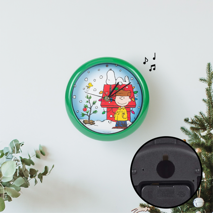 Peanuts Snoopy Dog House Holiday Carols Sound Clock, 8 Inch