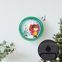 Load image into Gallery viewer, Peanuts Snoopy Dog House Holiday Carols Sound Clock, 8 Inch
