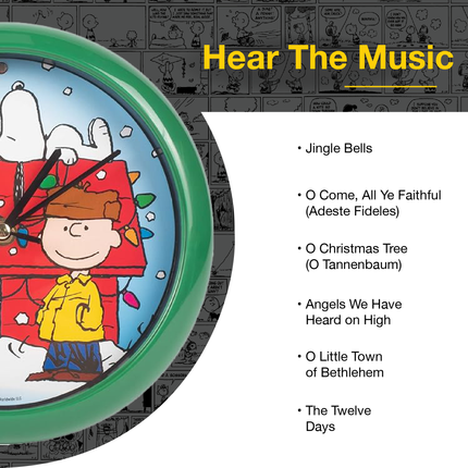 Peanuts Snoopy Dog House Holiday Carols Sound Clock, 8 Inch