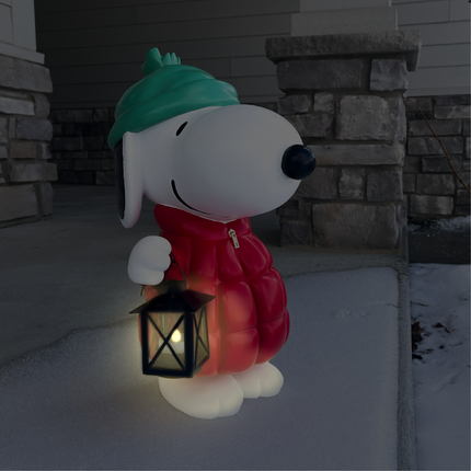 Peanuts Snoopy Puffer Jacket LED Porch Greeter, 17 Inch