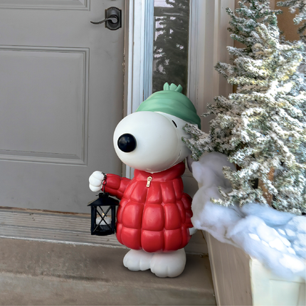 Peanuts Snoopy Puffer Jacket LED Porch Greeter, 17 Inch
