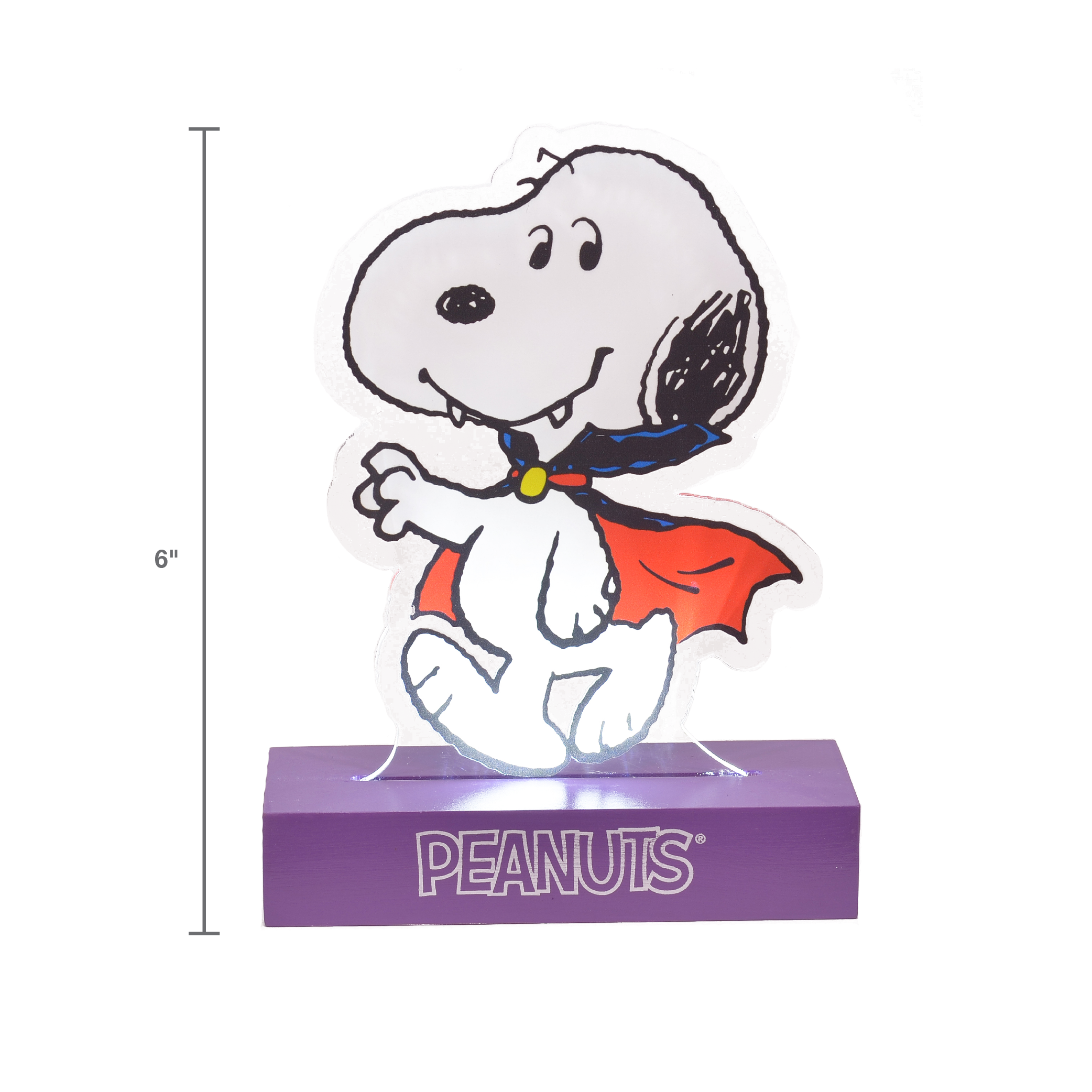 Peanuts Dracula Snoopy LED Illuminated Halloween Tabletop Light Decor, 6 Inch