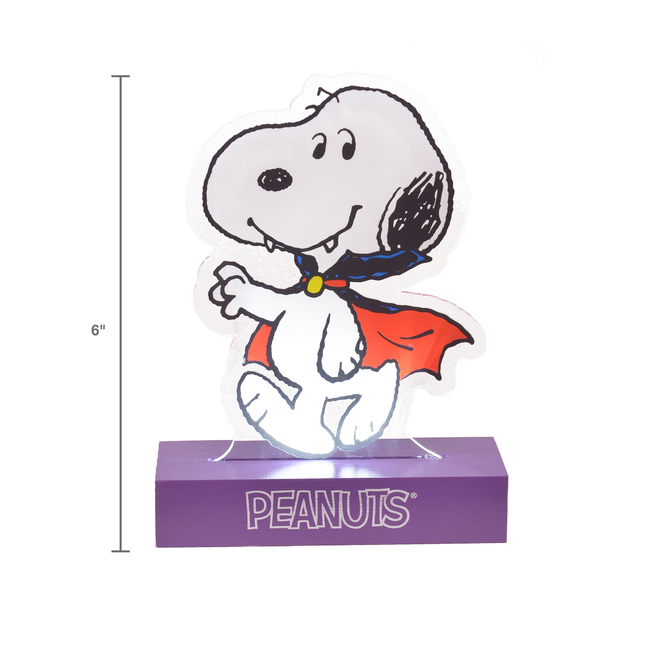 Peanuts Dracula Snoopy LED Illuminated Halloween Tabletop Light Decor, 6 Inch