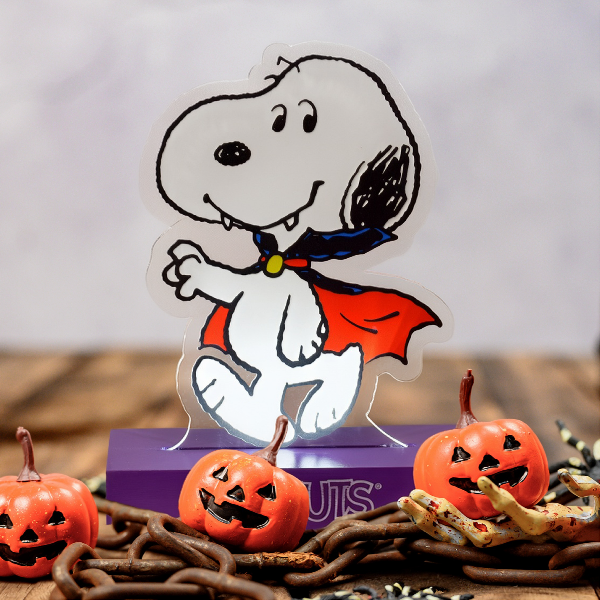 Peanuts Dracula Snoopy LED Illuminated Halloween Tabletop Light Decor, 6 Inch